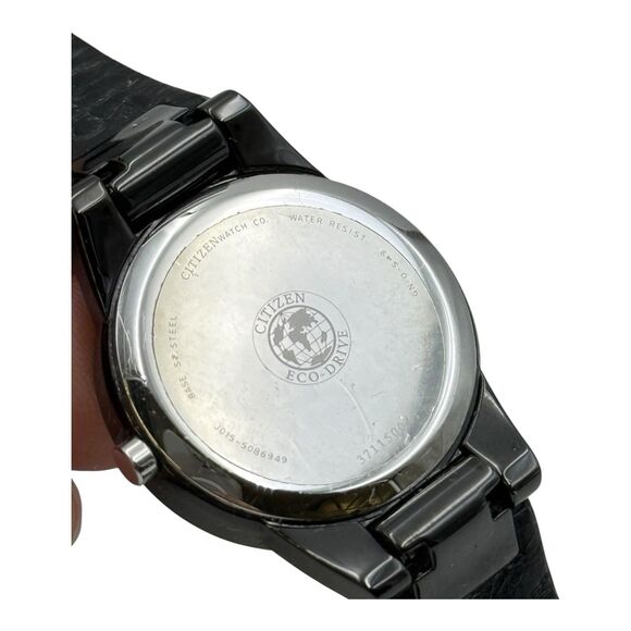Citizen Eco-Drive Axiom Black Out Leather Date Women's Watch - Picture 7 of 7